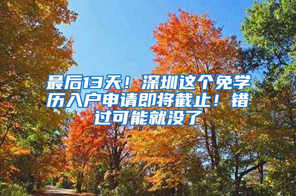 最后13天！深圳这个免学历入户申请即将截止！错过可能就没了