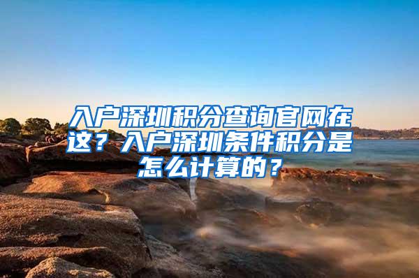 入户深圳积分查询官网在这？入户深圳条件积分是怎么计算的？