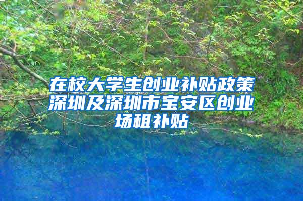 在校大学生创业补贴政策深圳及深圳市宝安区创业场租补贴