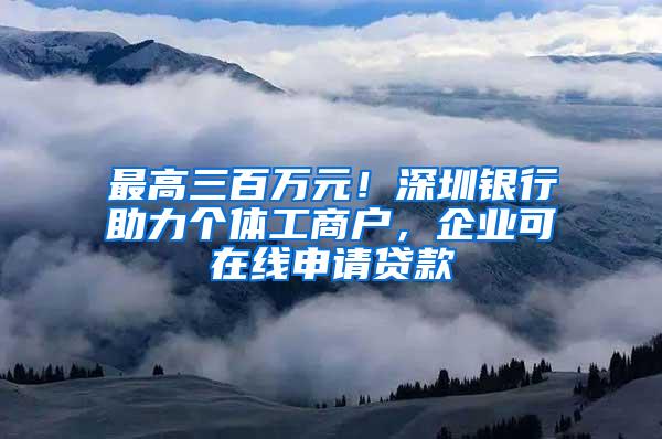 最高三百万元！深圳银行助力个体工商户，企业可在线申请贷款