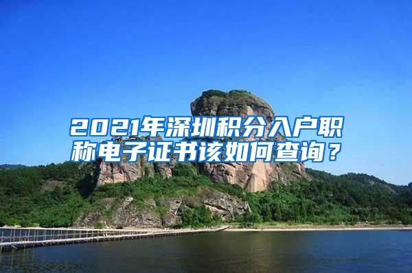 2021年深圳积分入户职称电子证书该如何查询？