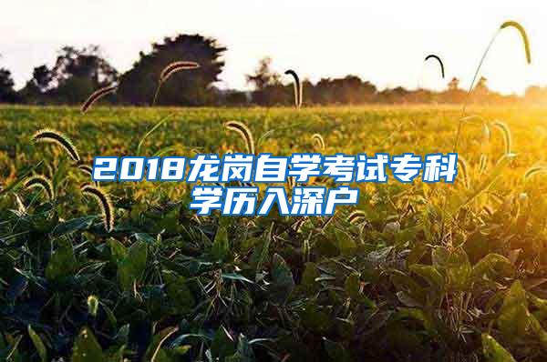 2018龙岗自学考试专科学历入深户