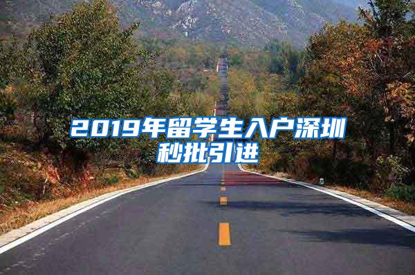 2019年留学生入户深圳秒批引进