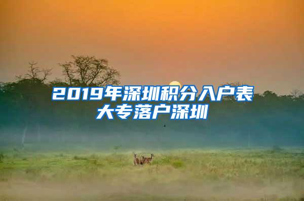 2019年深圳积分入户表大专落户深圳