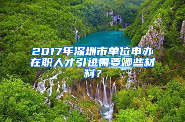 2017年深圳市单位申办在职人才引进需要哪些材料？