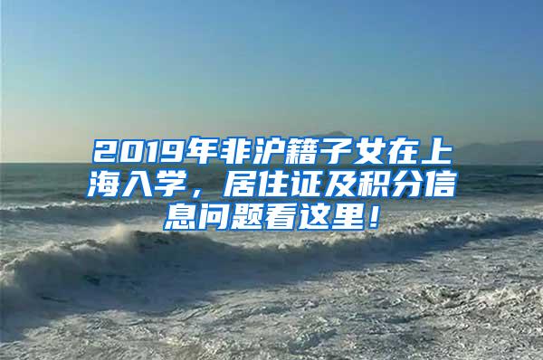 2019年非沪籍子女在上海入学，居住证及积分信息问题看这里！