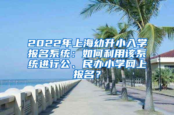 2022年上海幼升小入学报名系统：如何利用该系统进行公、民办小学网上报名？