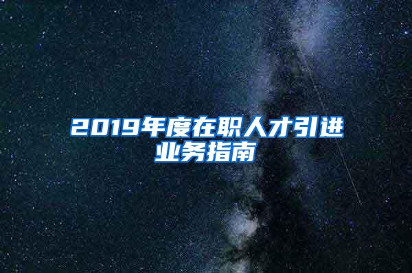 2019年度在职人才引进业务指南