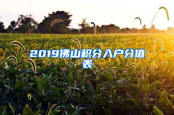 2019佛山积分入户分值表