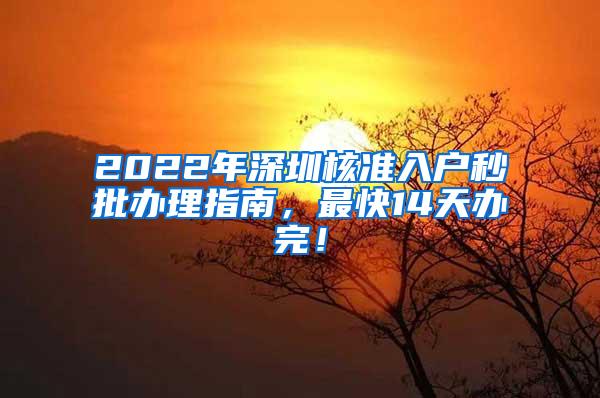 2022年深圳核准入户秒批办理指南，最快14天办完！