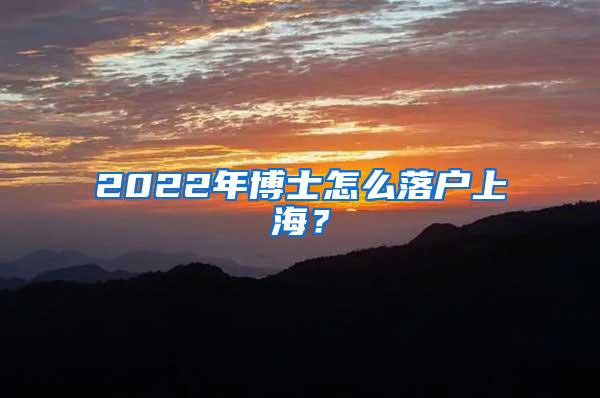 2022年博士怎么落户上海？