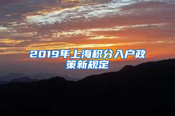 2019年上海积分入户政策新规定