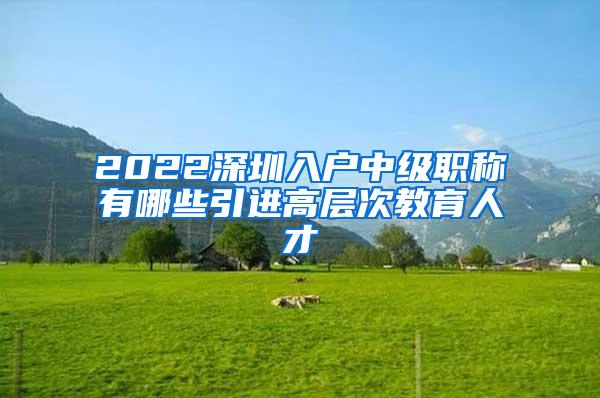 2022深圳入户中级职称有哪些引进高层次教育人才