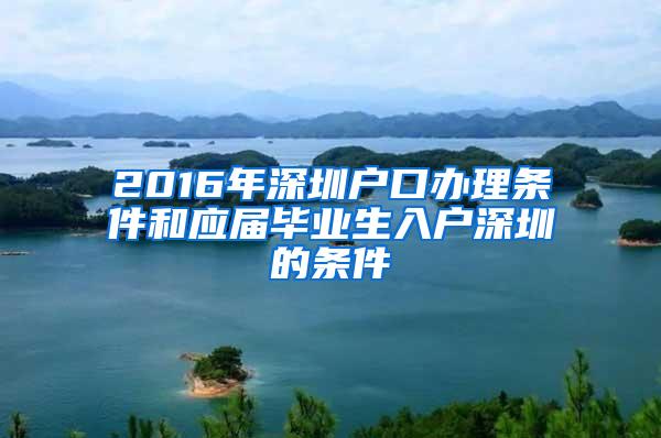 2016年深圳户口办理条件和应届毕业生入户深圳的条件