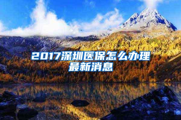 2017深圳医保怎么办理最新消息