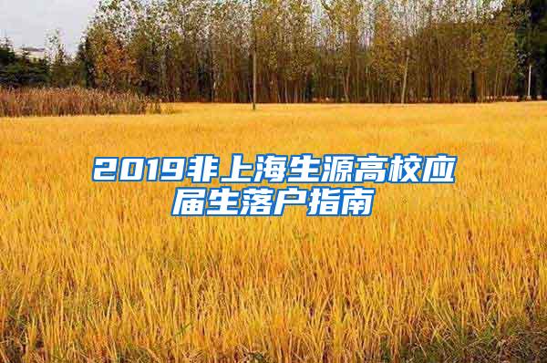 2019非上海生源高校应届生落户指南