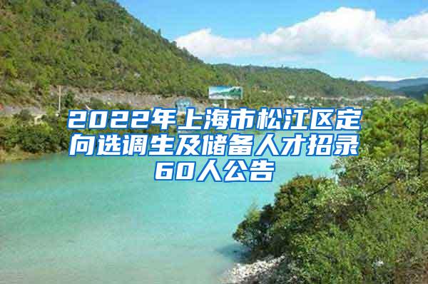 2022年上海市松江区定向选调生及储备人才招录60人公告