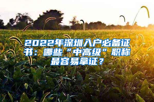 2022年深圳入户必备证书：哪些“中高级”职称最容易拿证？