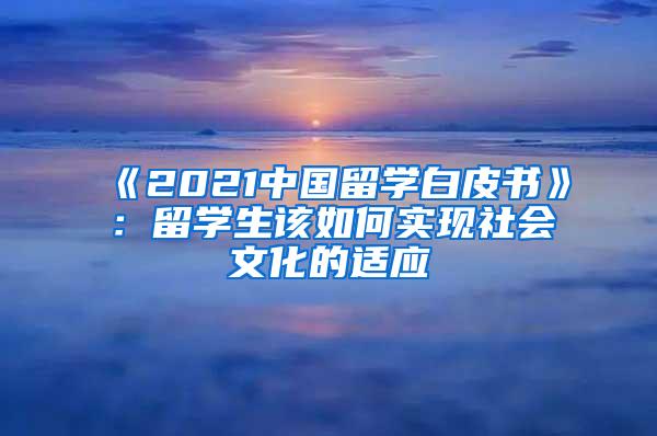 《2021中国留学白皮书》：留学生该如何实现社会文化的适应