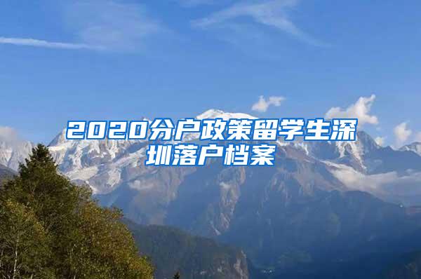 2020分户政策留学生深圳落户档案