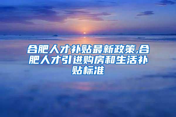 合肥人才补贴最新政策,合肥人才引进购房和生活补贴标准