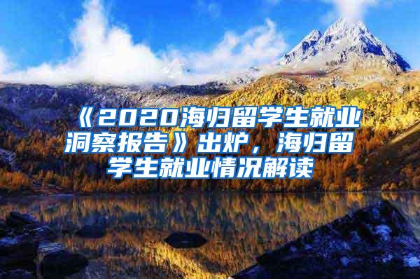 《2020海归留学生就业洞察报告》出炉，海归留学生就业情况解读