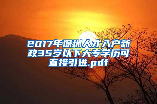 2017年深圳人才入户新政35岁以下大专学历可直接引进.pdf