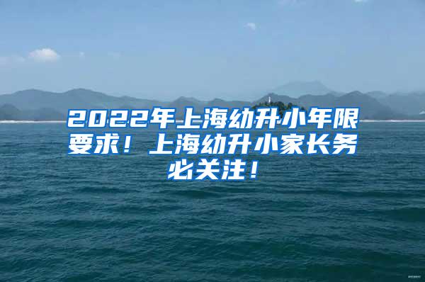 2022年上海幼升小年限要求！上海幼升小家长务必关注！