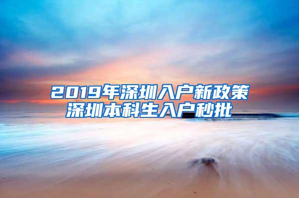 2019年深圳入户新政策深圳本科生入户秒批