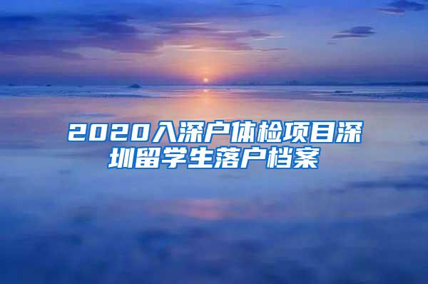 2020入深户体检项目深圳留学生落户档案