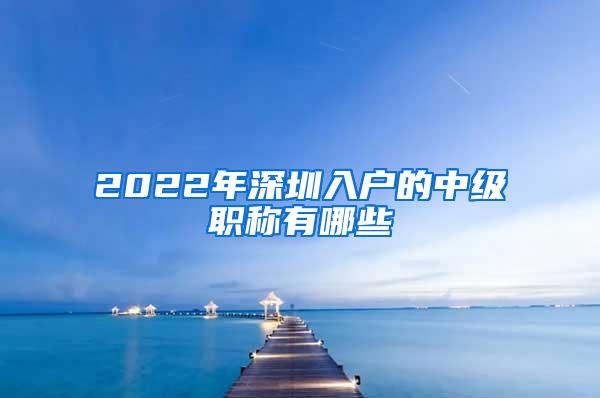 2022年深圳入户的中级职称有哪些