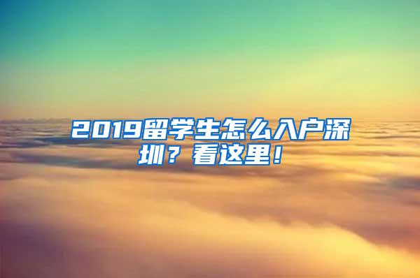 2019留学生怎么入户深圳？看这里！