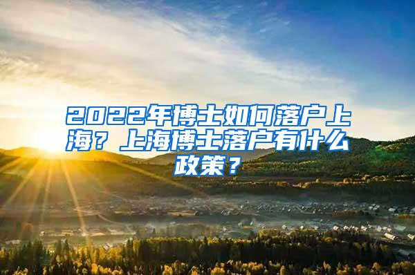 2022年博士如何落户上海？上海博士落户有什么政策？