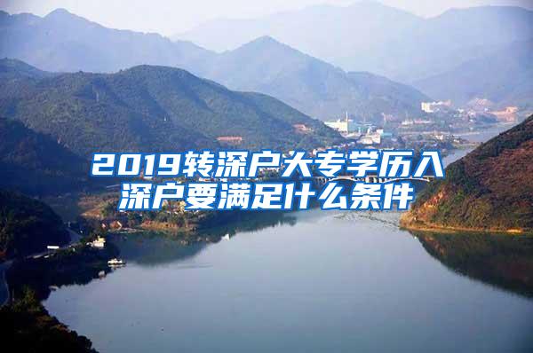 2019转深户大专学历入深户要满足什么条件