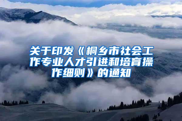 关于印发《桐乡市社会工作专业人才引进和培育操作细则》的通知