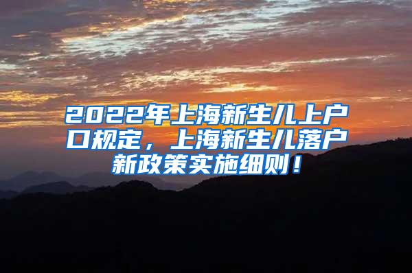 2022年上海新生儿上户口规定，上海新生儿落户新政策实施细则！