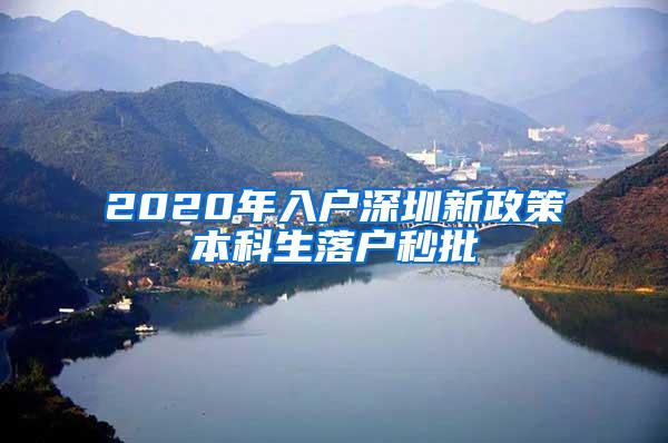 2020年入户深圳新政策本科生落户秒批