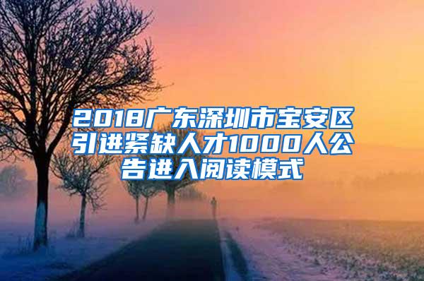 2018广东深圳市宝安区引进紧缺人才1000人公告进入阅读模式