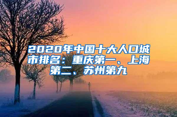 2020年中国十大人口城市排名：重庆第一、上海第二、苏州第九