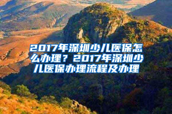 2017年深圳少儿医保怎么办理？2017年深圳少儿医保办理流程及办理