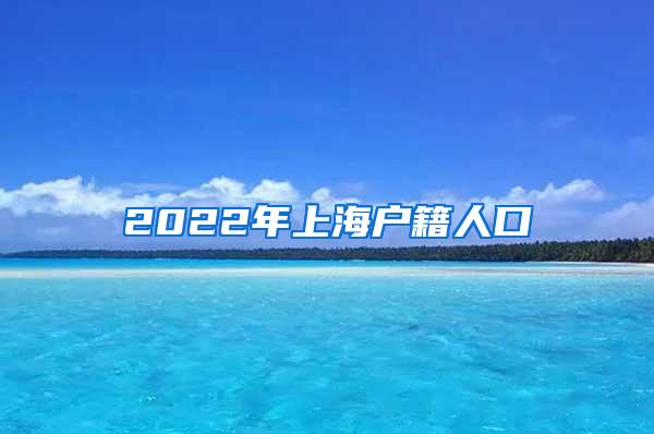 2022年上海户籍人口