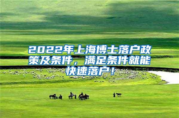 2022年上海博士落户政策及条件，满足条件就能快速落户！