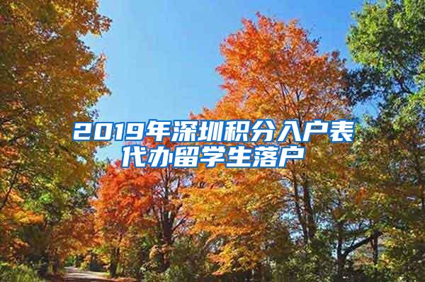 2019年深圳积分入户表代办留学生落户