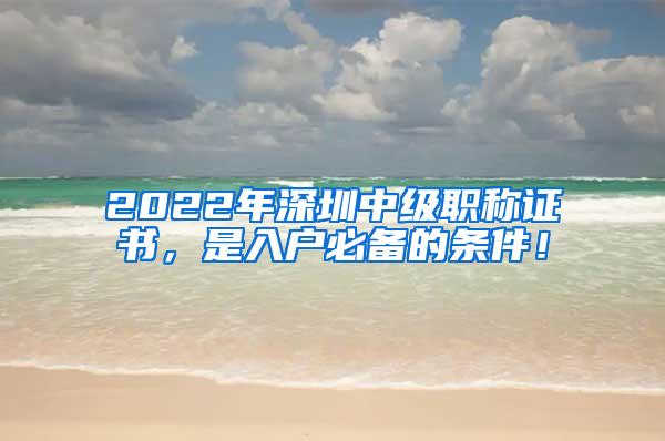 2022年深圳中级职称证书，是入户必备的条件！