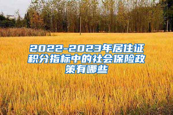 2022-2023年居住证积分指标中的社会保险政策有哪些