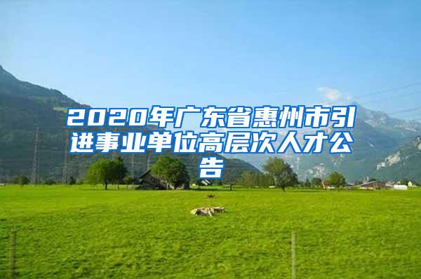 2020年广东省惠州市引进事业单位高层次人才公告