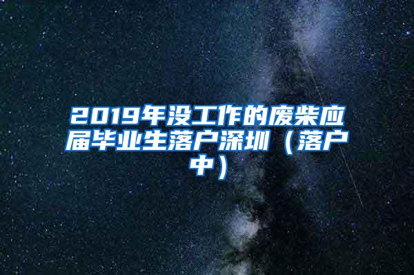 2019年没工作的废柴应届毕业生落户深圳（落户中）