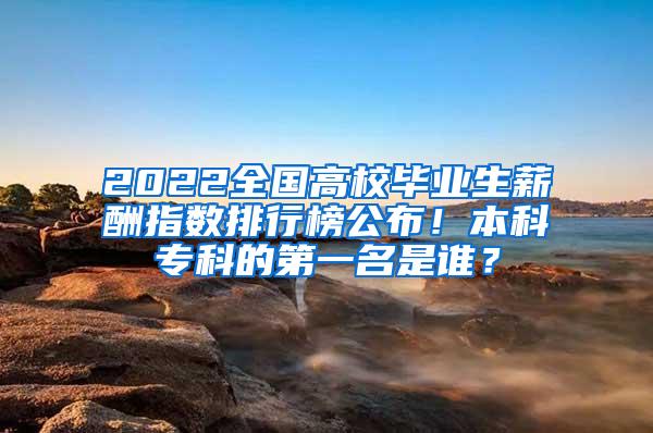 2022全国高校毕业生薪酬指数排行榜公布！本科专科的第一名是谁？