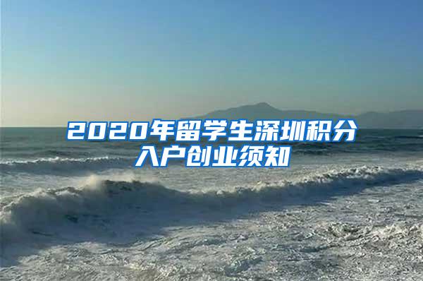 2020年留学生深圳积分入户创业须知