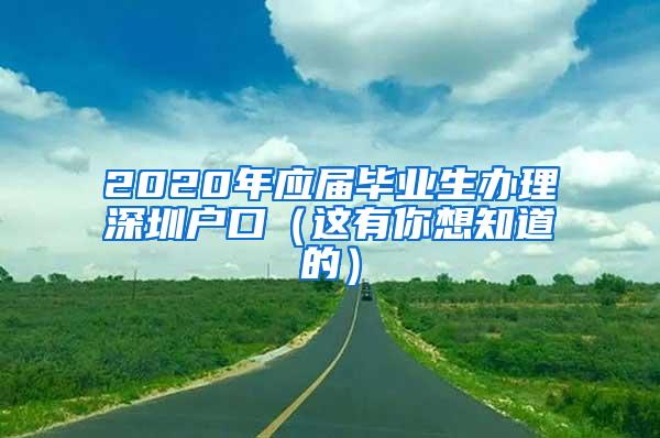 2020年应届毕业生办理深圳户口（这有你想知道的）